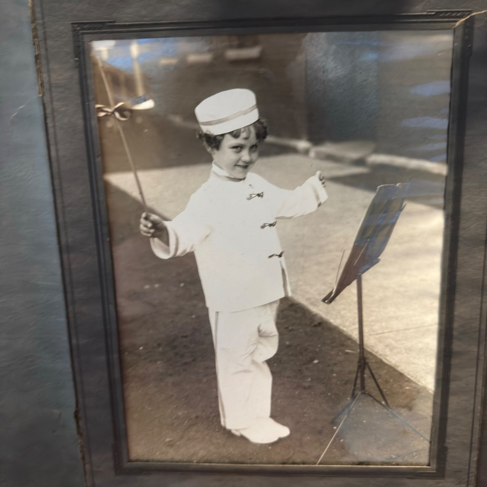 1925 Child Conductor Portrait in Original Studio Folder Vintage Photo